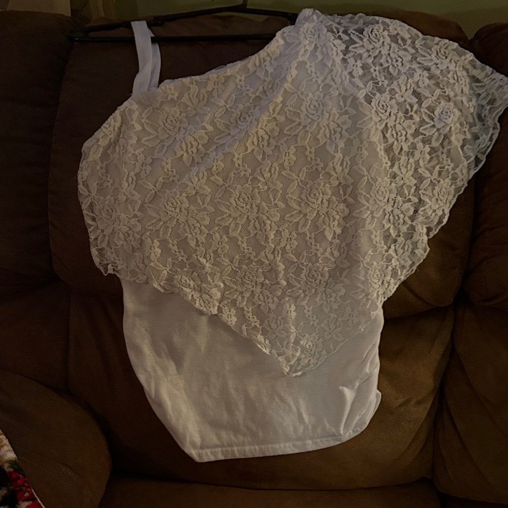 Elegant White Lace Overlay Women's Top